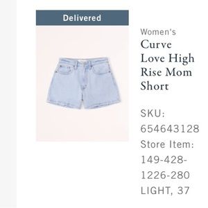 Abercrombie Curve Love High Rise Jean Shorts